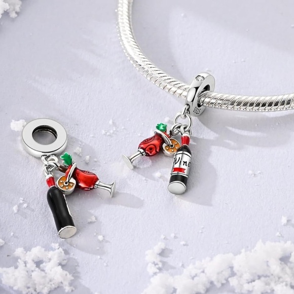 Wine and Cocktail sterling silver Charm for pandoras - Picture 2 of 2